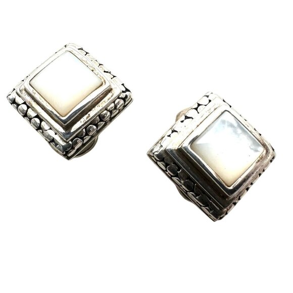 Michael Dawkins Earrings Sterling Silver Pierced Mother of Pearl - Picture 1 of 2